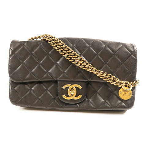 CHANEL 牛皮皮革Chain Shoulder金扣鏈帶肩背袋