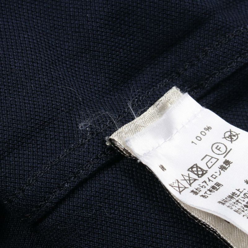 HERMES H 刺繡 Polo 衫短袖 #M 棉質海軍藍 二手男款-4
