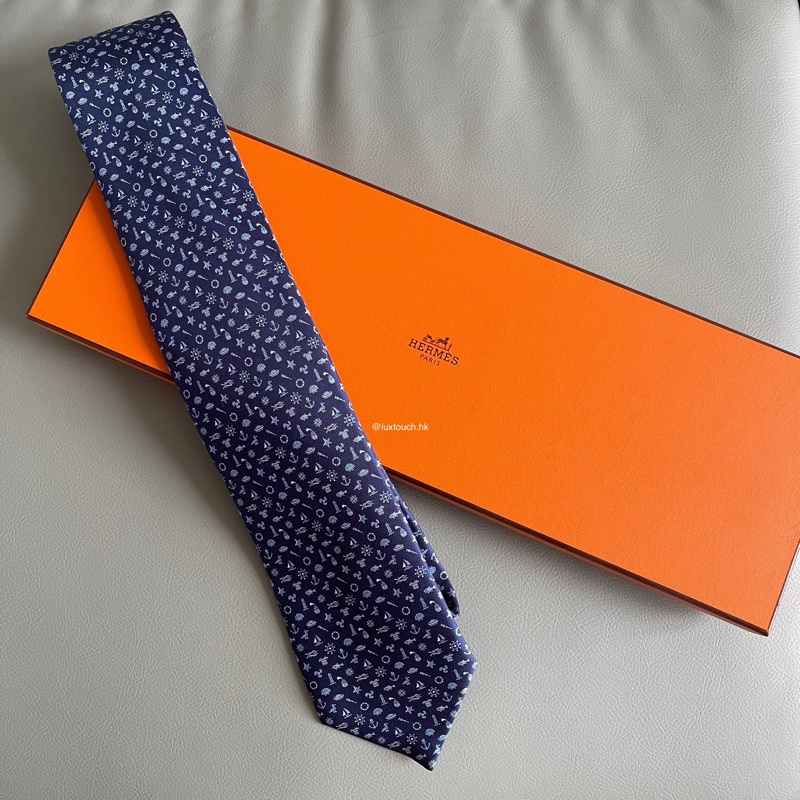 全新🍊 Hermes 愛馬仕 Tie 男裝領呔 👔 Arcachon-1