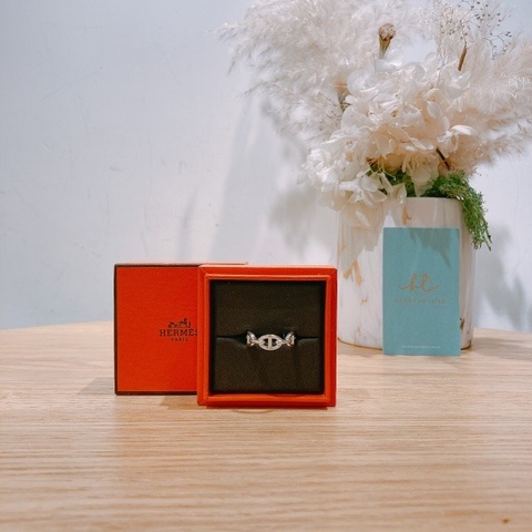TW4273 Hermēs愛馬仕925銀飾豬鼻戒指 Chaine D'ancre Enchainee Ring Silver Size 59