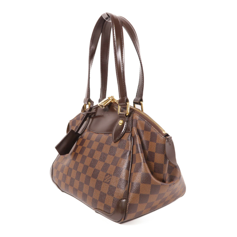 LOUIS VUITTON Damier Verona PM金扣肩背袋棕色-2