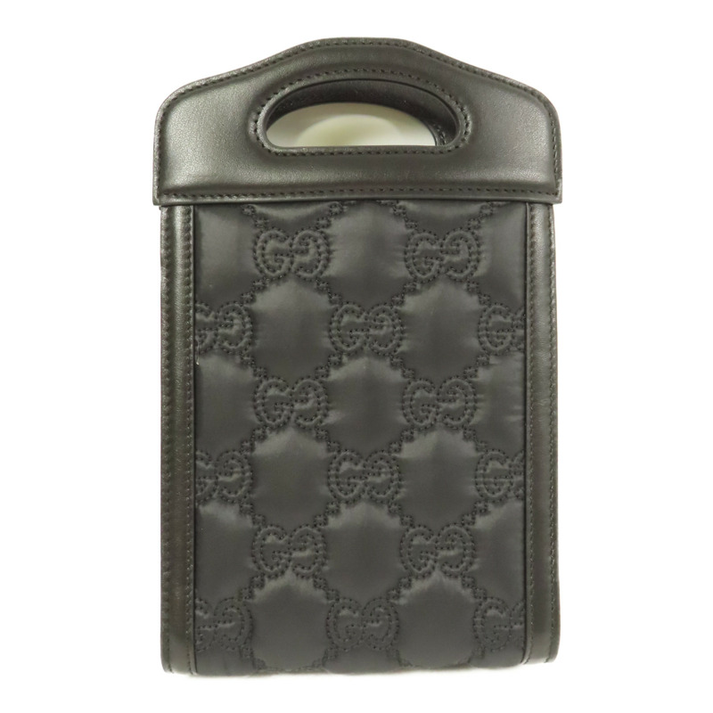 GUCCI 皮革GG Matelasse Top Handle Bag銀扣手挽肩背兩用袋-1