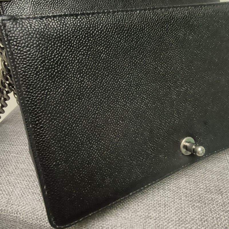 👔爸氣降價‼️限時降價至8/10‼️【8成新】㊣✨Chanel✨（附盒/防塵袋）香奈兒 Le Boy 28 小香 魚子醬 黑色 仿舊銀 菱格紋 掀蓋式 肩背包 雷標 保卡/二手包/二手精品/保證正品🌳二手樹屋🌳-44