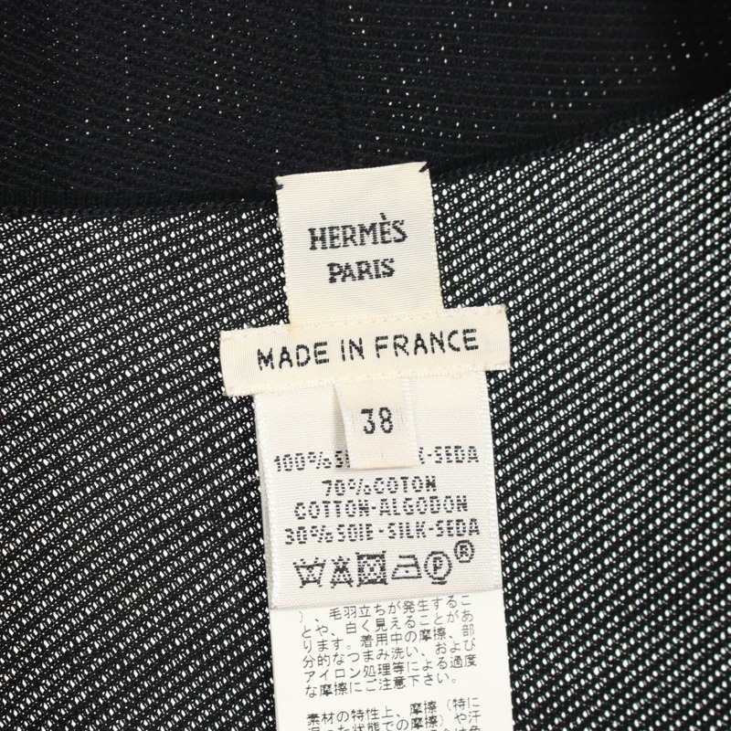 HERMES 長版開襟衫 #38 26-7750 絲綢 黑色 多色 二手-2