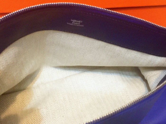 HERMES愛馬仕小羊皮革化妝包 紫色限定版收納包非手提包 原版正品皮革包-2