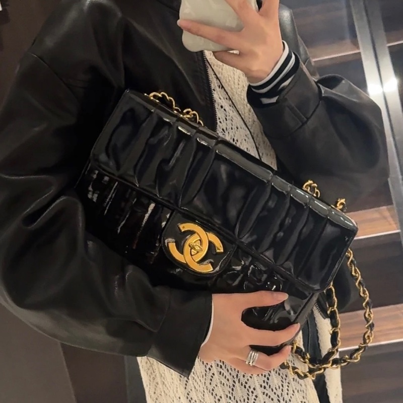 (超甜出清) Chanel 黑金貝嫂 大方胖 肩背+斜背包 專櫃40萬-3
