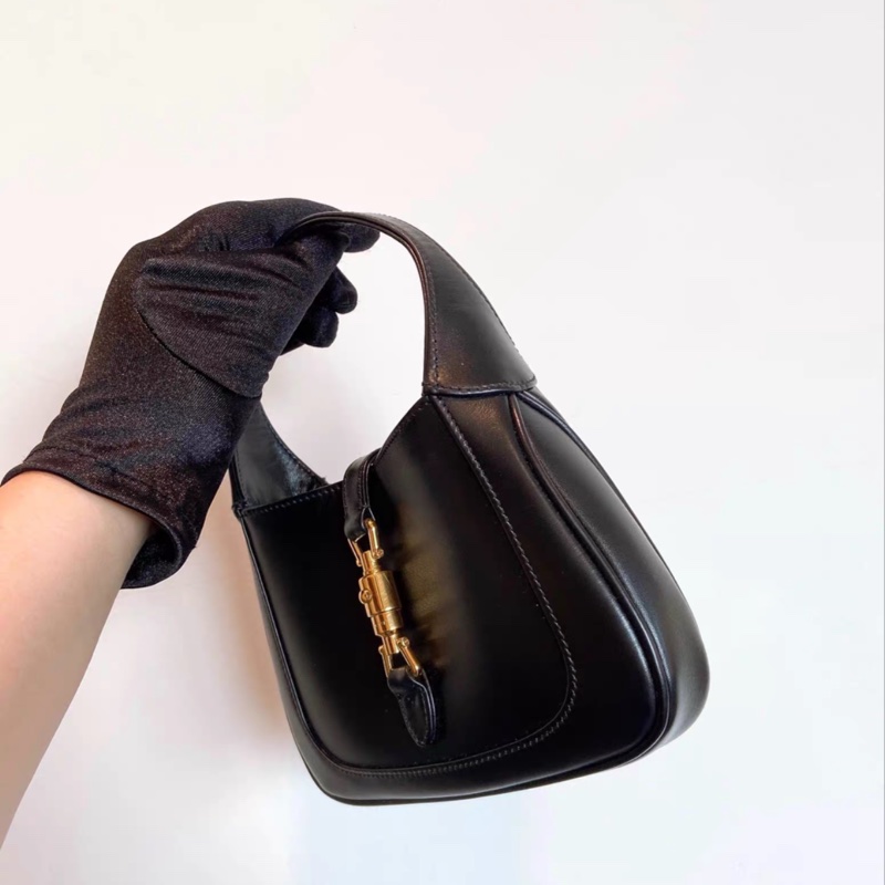 Gucci Jackie 1961  mini  黑金牛皮 半月包 手提單肩斜挎包-1