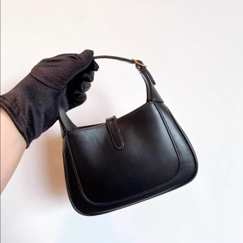 Gucci Jackie 1961  mini  黑金牛皮 半月包 手提單肩斜挎包-2