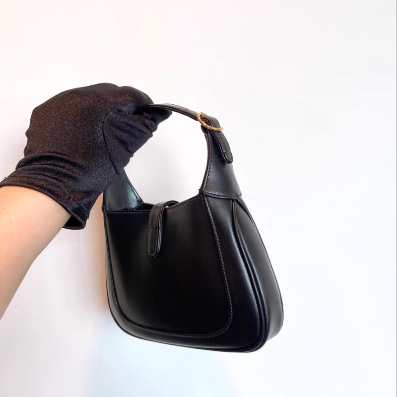 Gucci Jackie 1961  mini  黑金牛皮 半月包 手提單肩斜挎包-3