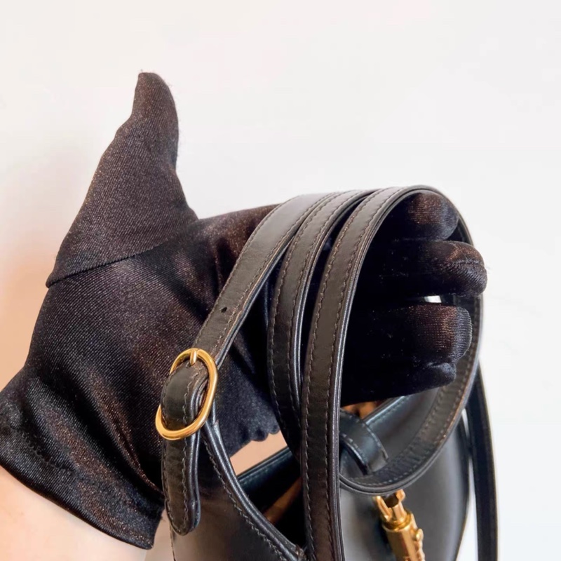 Gucci Jackie 1961  mini  黑金牛皮 半月包 手提單肩斜挎包-5