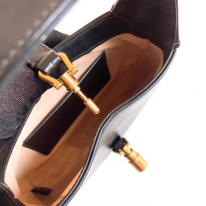 Gucci Jackie 1961  mini  黑金牛皮 半月包 手提單肩斜挎包-6