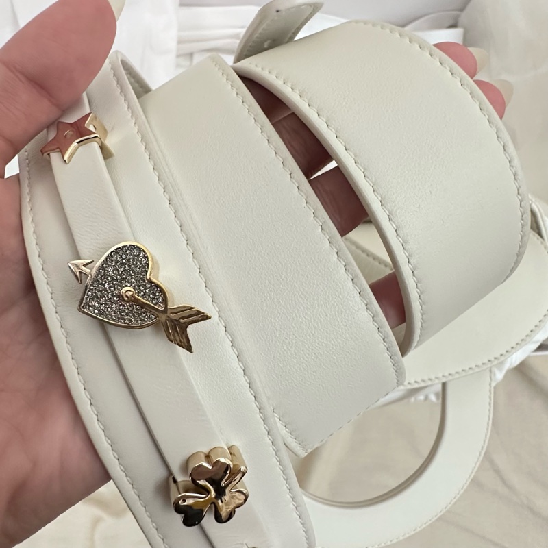 Dior 白色小型黛妃包(香檳金)-3