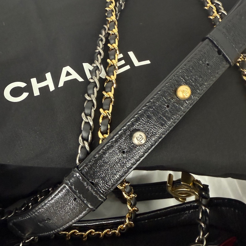 Chanel 香奈兒 Gabrielle 復古小牛皮 流浪包 小號黑色 27開保卡-3