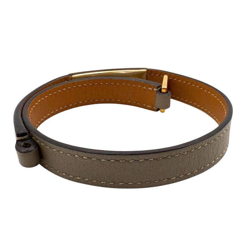 【美收精品】HERMES Rivale 大象灰皮革手環 A刻印 B-140【隔月月中將轉賣至日本 上架期限30天】-0