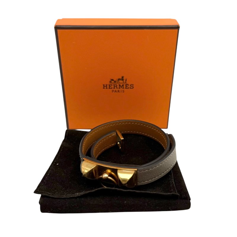 【美收精品】HERMES Rivale 大象灰皮革手環 A刻印 B-140【隔月月中將轉賣至日本 上架期限30天】-3