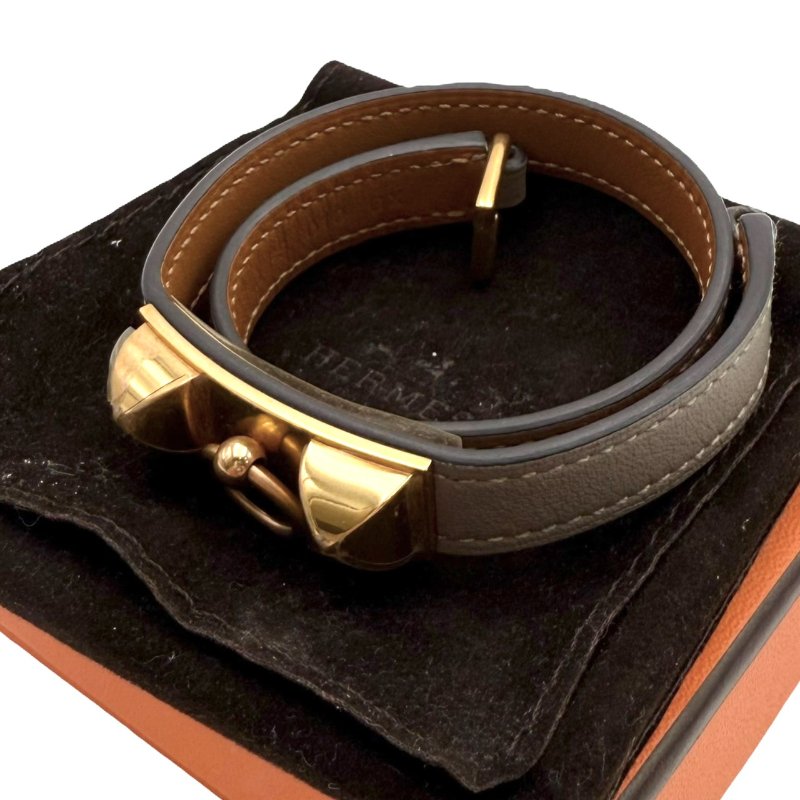 【美收精品】HERMES Rivale 大象灰皮革手環 A刻印 B-140【隔月月中將轉賣至日本 上架期限30天】-5