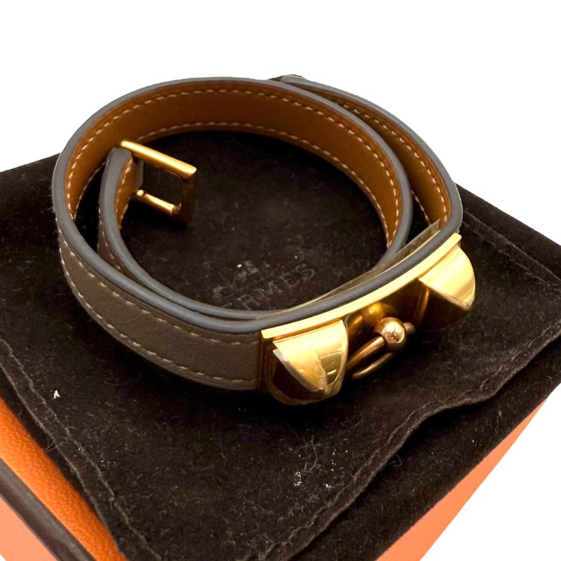 【美收精品】HERMES Rivale 大象灰皮革手環 A刻印 B-140【隔月月中將轉賣至日本 上架期限30天】-6
