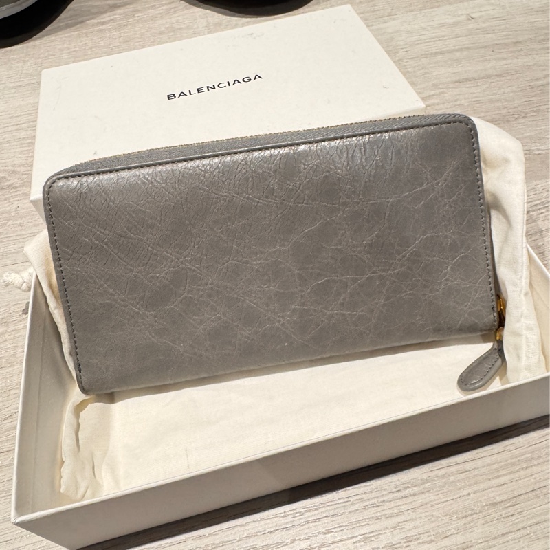🎉降價🎉BALENCIAGA 巴黎世家 Giant 金釦羊皮拉鍊長夾(灰色)-1