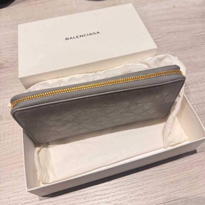 🎉降價🎉BALENCIAGA 巴黎世家 Giant 金釦羊皮拉鍊長夾(灰色)-2