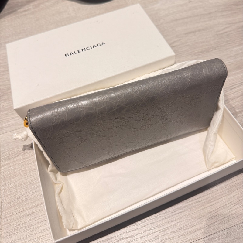 🎉降價🎉BALENCIAGA 巴黎世家 Giant 金釦羊皮拉鍊長夾(灰色)-3