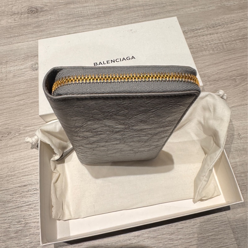 🎉降價🎉BALENCIAGA 巴黎世家 Giant 金釦羊皮拉鍊長夾(灰色)-4