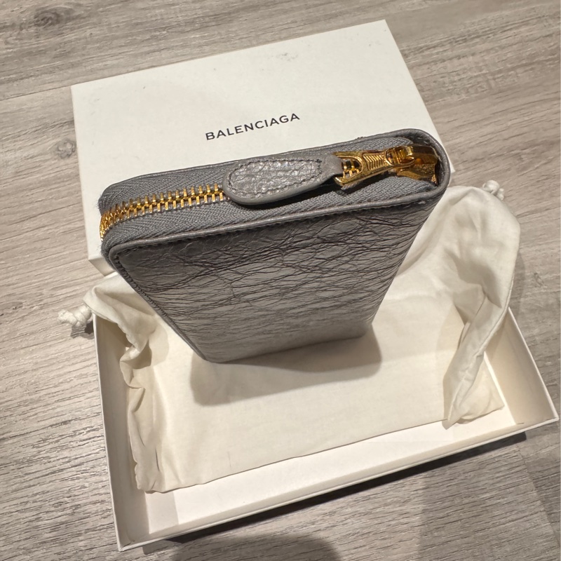 🎉降價🎉BALENCIAGA 巴黎世家 Giant 金釦羊皮拉鍊長夾(灰色)-5