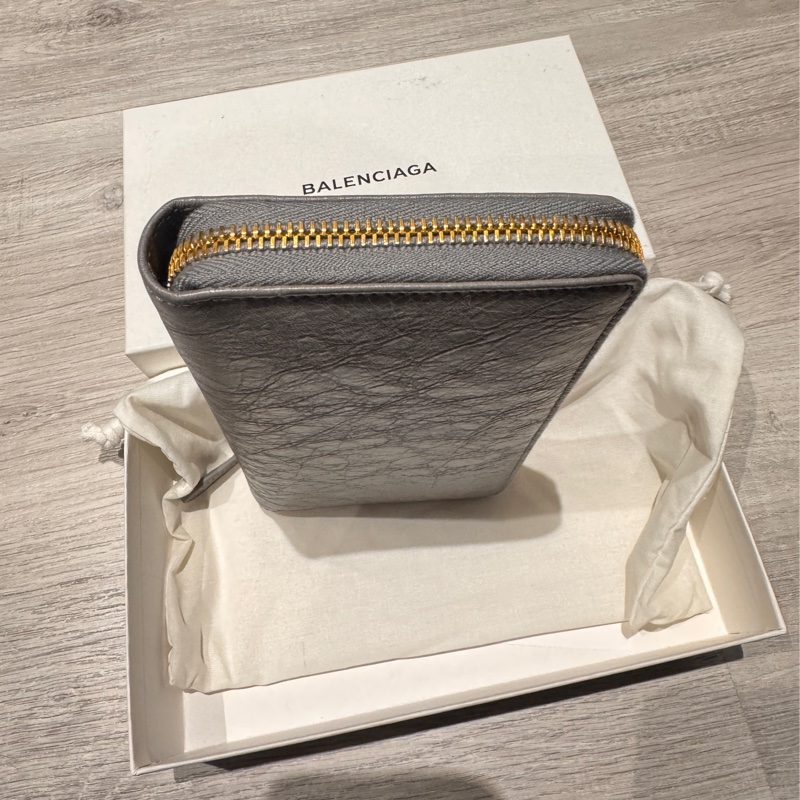 🎉降價🎉BALENCIAGA 巴黎世家 Giant 金釦羊皮拉鍊長夾(灰色)-14