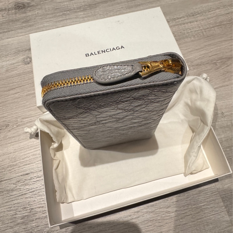 🎉降價🎉BALENCIAGA 巴黎世家 Giant 金釦羊皮拉鍊長夾(灰色)-15