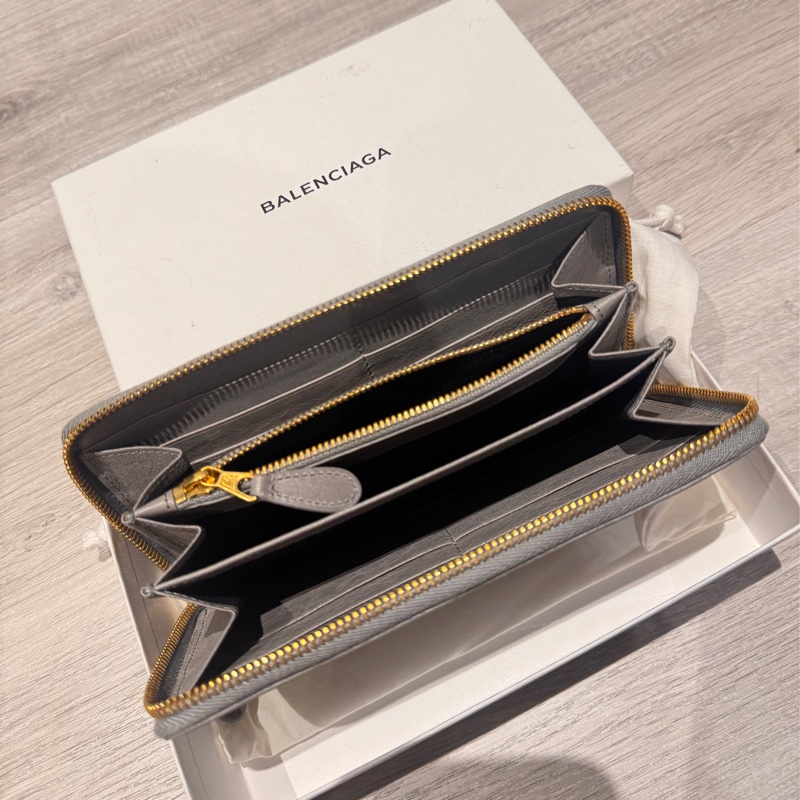 🎉降價🎉BALENCIAGA 巴黎世家 Giant 金釦羊皮拉鍊長夾(灰色)-16