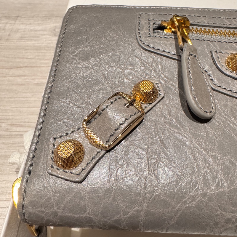 🎉降價🎉BALENCIAGA 巴黎世家 Giant 金釦羊皮拉鍊長夾(灰色)-19