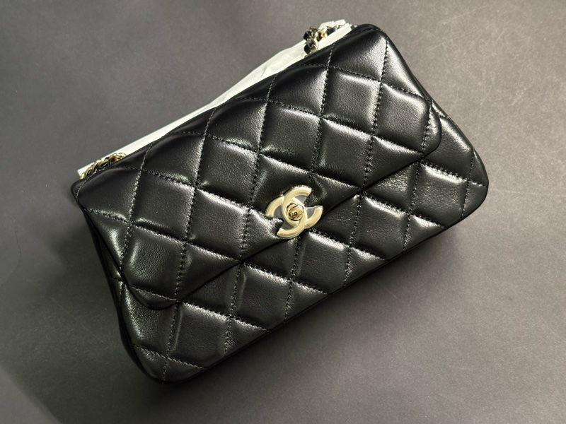 香奈兒 CHANEL 25S 超夯 手機包 CF20 平替款 mini cf20 黑金-2