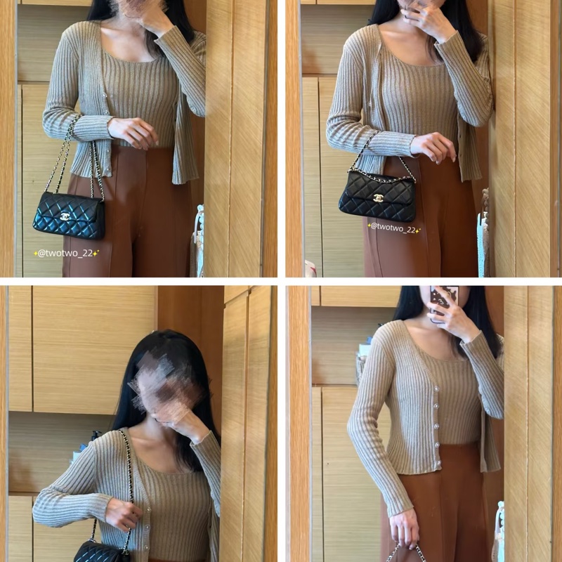 香奈兒 CHANEL 25S 超夯 手機包 CF20 平替款 mini cf20 黑金-6