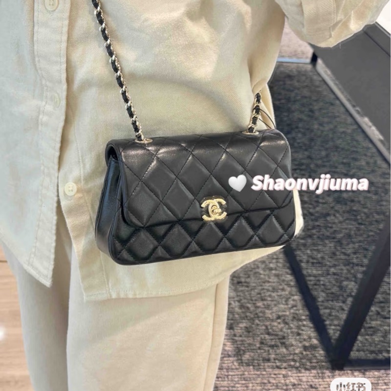 香奈兒 CHANEL 25S 超夯 手機包 CF20 平替款 mini cf20 黑金-30