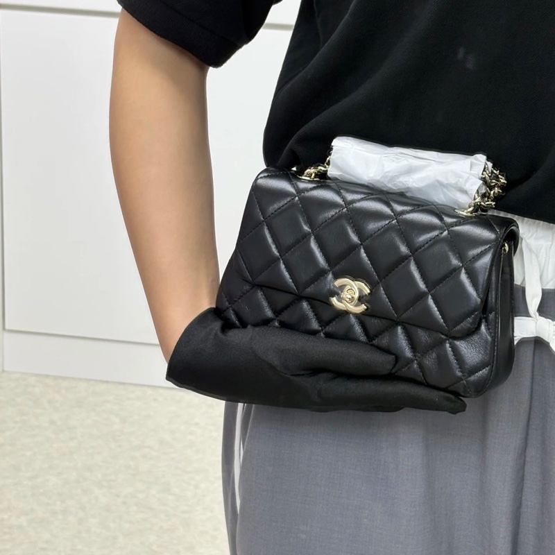 甜甜價❤️全新 香奈兒 CHANEL 25S 超夯 手機包 CF20 平替款 mini cf20 黑金-3