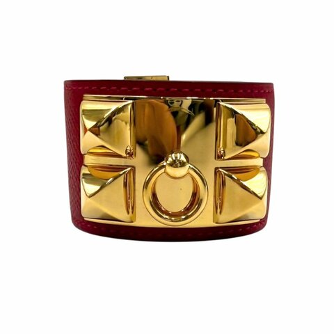 【美收精品】HERMES 紅色皮革手環  B-139【隔月月中將轉賣至日本 上架期限30天】