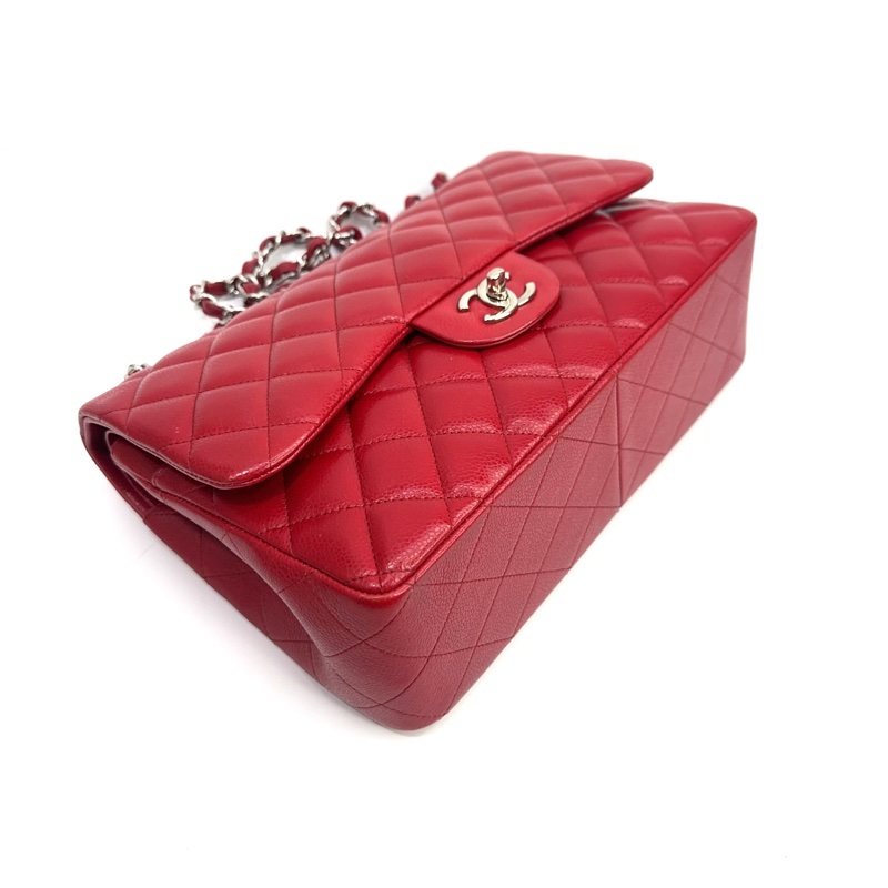 Chanel 紅色荔枝牛皮銀釦Coco 30-5