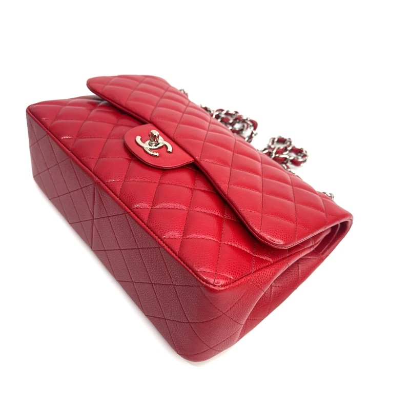 Chanel 紅色荔枝牛皮銀釦Coco 30-6