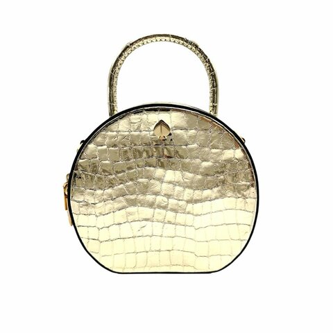 【美收精品】Kate Spade 金色鱷魚紋圓餅肩背包  B-155【隔月月中將轉賣至日本 上架期限30天】