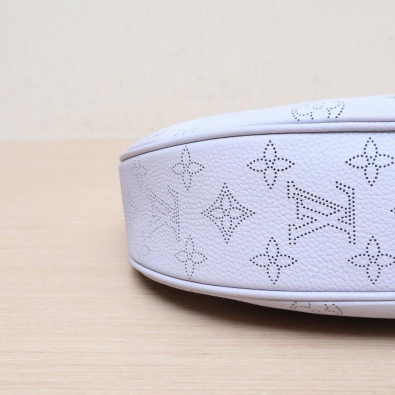 LOUIS VUITTON(路易威登) Baia 全皮鏤空老花腋下月亮包 26cm 紫色 銀扣 晶片-3