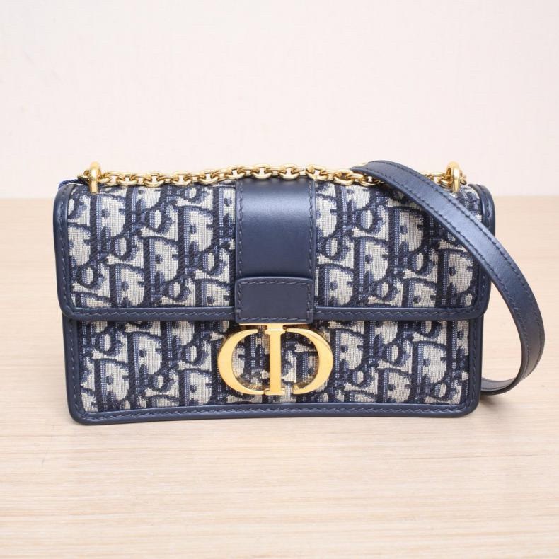 DIOR(迪奧) 30Montaigne 蒙田 EAST-WEST 鏈條包 老花 帆布 金扣 2023-0