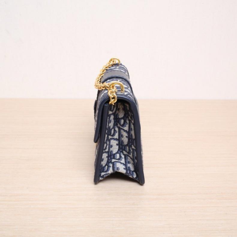 DIOR(迪奧) 30Montaigne 蒙田 EAST-WEST 鏈條包 老花 帆布 金扣 2023-1
