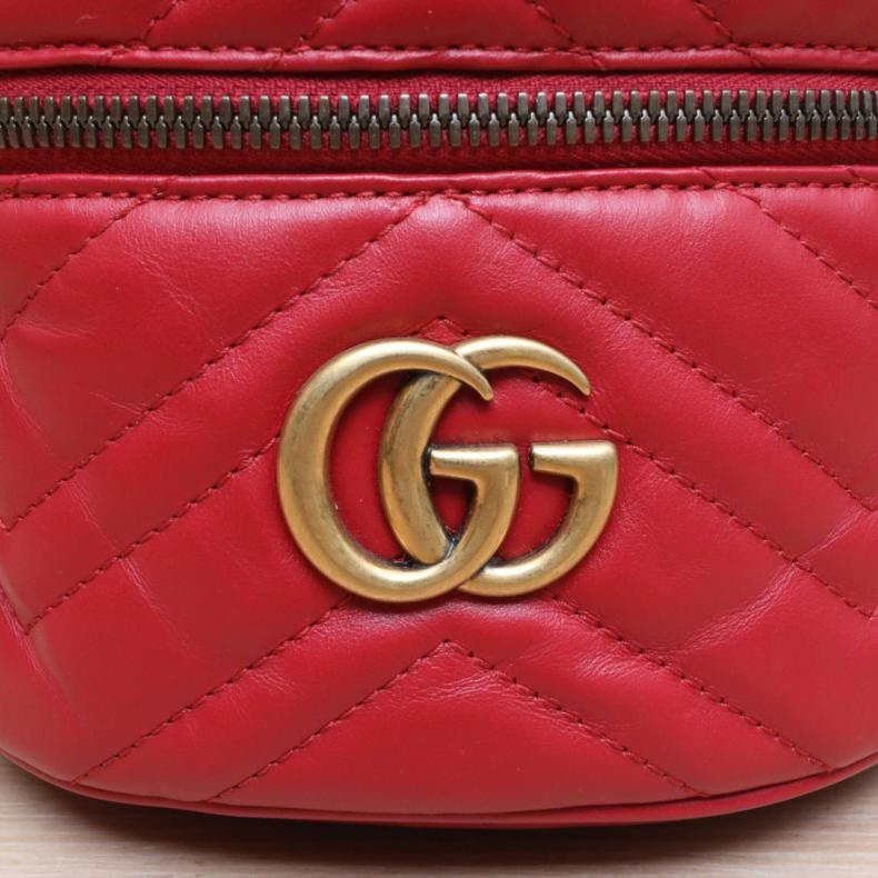 GUCCI(古馳) GG Marmont 手提 化妝盒 雙肩包 Mini 17 紅色-5