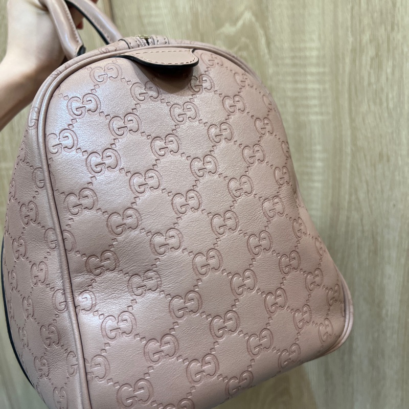 Gucci 藕粉色牛皮手提波士頓包-2