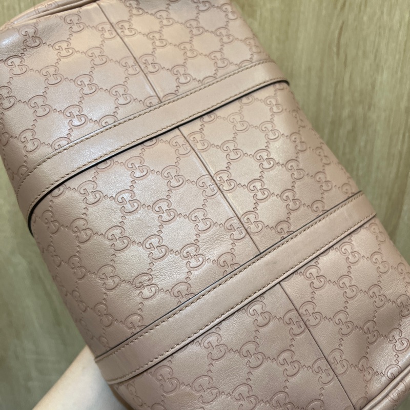 Gucci 藕粉色牛皮手提波士頓包-6