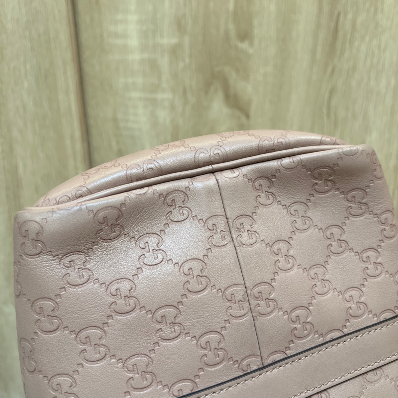 Gucci 藕粉色牛皮手提波士頓包-7