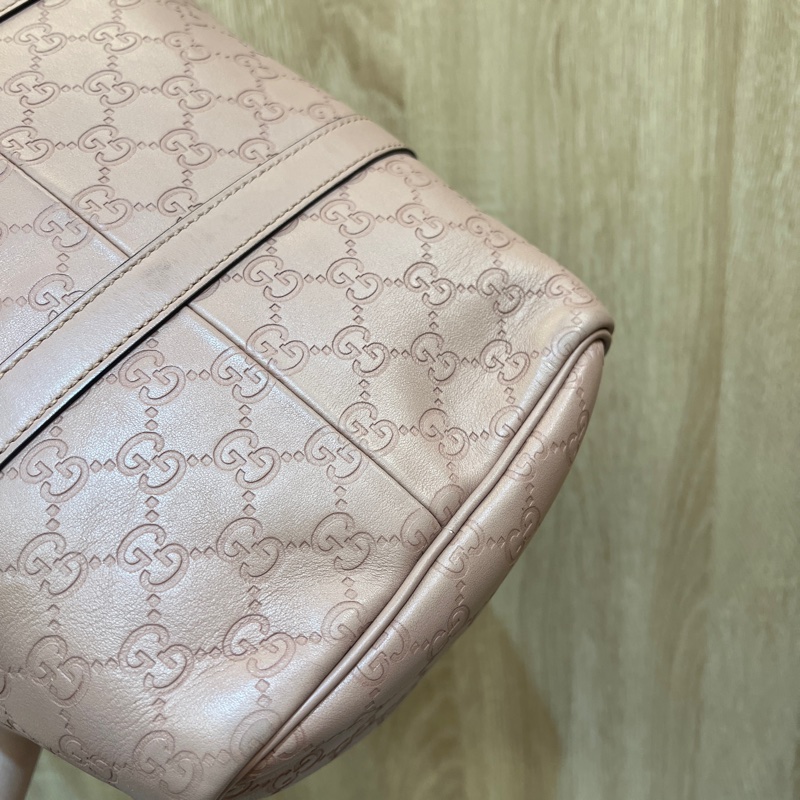 Gucci 藕粉色牛皮手提波士頓包-8