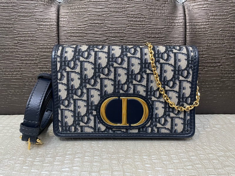 Dior 藍緹花布金釦30Montaigne二合一斜背胸腰包-0