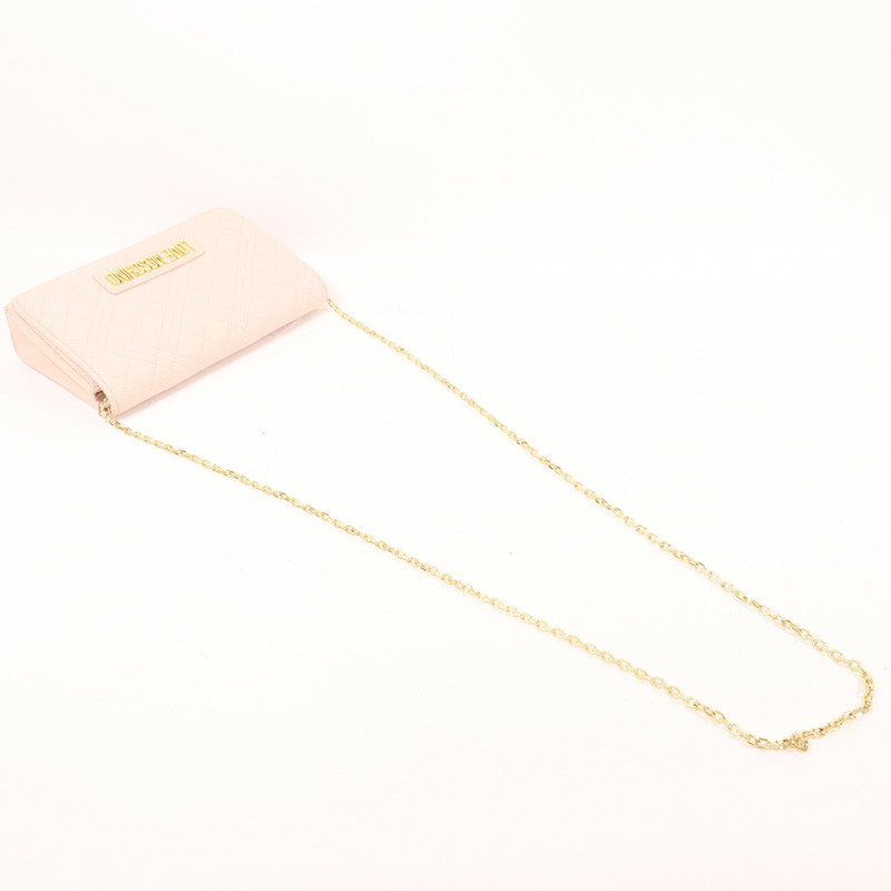 MOSCHINO 羊皮皮革Chain Shoulder金扣鏈帶肩背袋-6