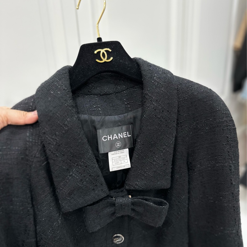 CHANEL 香奈兒 黑色 小香風 蝴蝶結 短大衣 西外 外套 西裝外套-2