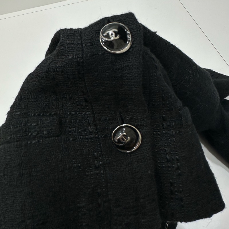 CHANEL 香奈兒 黑色 小香風 蝴蝶結 短大衣 西外 外套 西裝外套-8